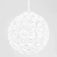 Wrought Iron Vintage White Rose Pendant