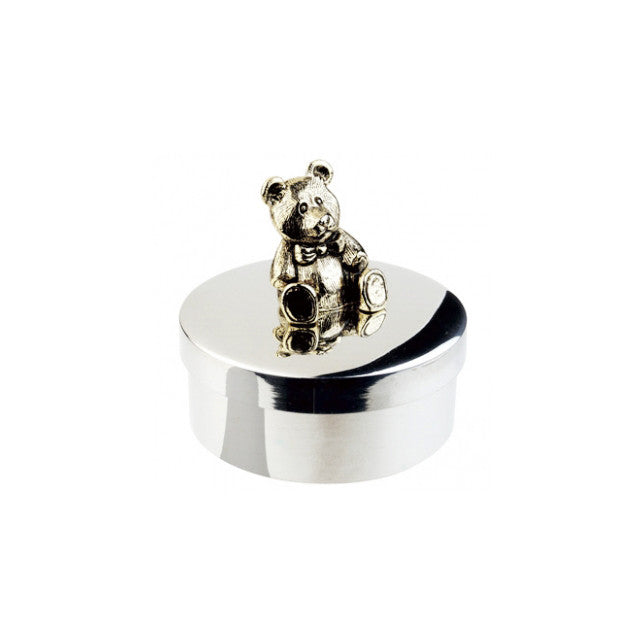 Polished Pewter Teddy Bear Keepsake & Tooth Fairy Box