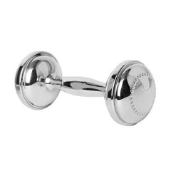 Elegant Polished Pewter Beaded Baby Rattle