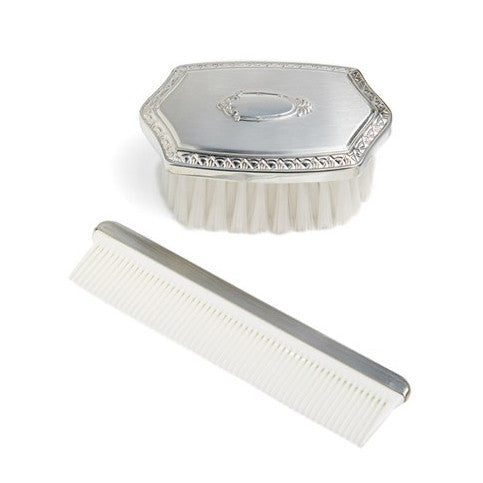 Boy's Embossed Pewter Brush & Comb Set