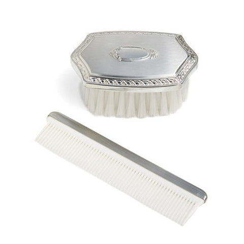 Boy's Embossed Pewter Brush & Comb Set