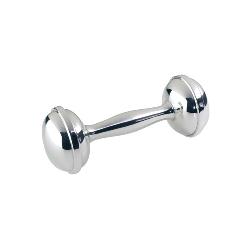 Elegant Polished Pewter Traditional Dumbbell Rattle