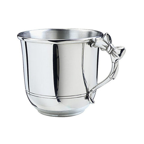Polished Pewter Bow Handle Baby Cup