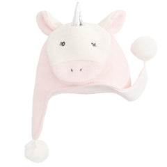 Soft Pink Unicorn Aviator Hat  (Fits Sizes 0-12M)