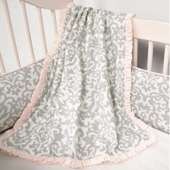 Platinum Damask Light Coral Jolie Nursery Blanket