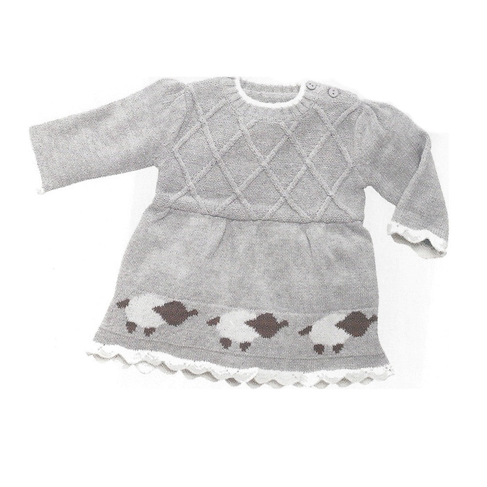 Light Grey Baby Lamb Lattice Cotton Sweater Dress
