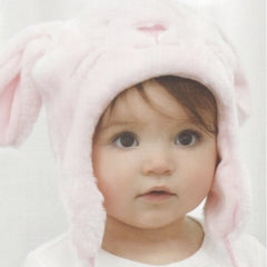 Plush Aviator Hat and Blanket Set In Pink Bunny