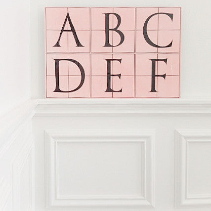 Vintage Alphabet Nursery Panel, Light Coral Pink