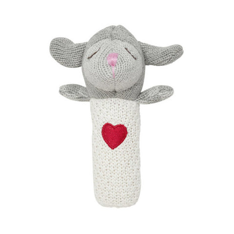 Elegant Baby Squeaky Lamb Heart Knit Toy Rattle