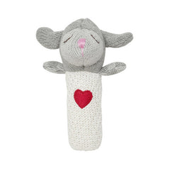 Elegant Baby Squeaky Lamb Heart Knit Toy Rattle