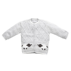 Light Grey Baby Lamb Lattice Cotton Cardigan Sweater