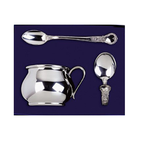 Polished Pewter Infant Cup & Spoon Elegant Gift Set