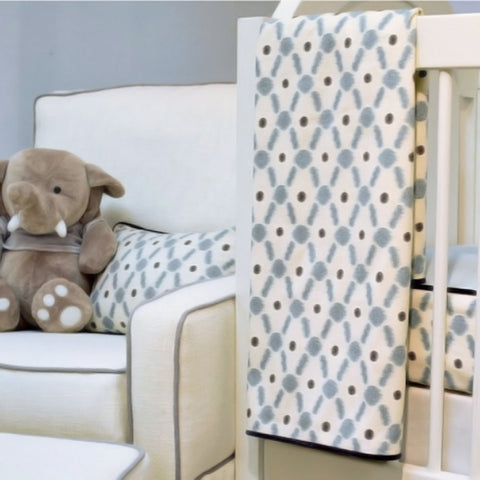 Velveteen Grey and Blue Ikat Luxury Nursery Blanket